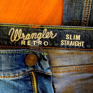 Mens wrangler retro slim straight jeans 30x32
